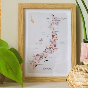 Japan Illustrated Map / Print /Wall Art / Travel Gift