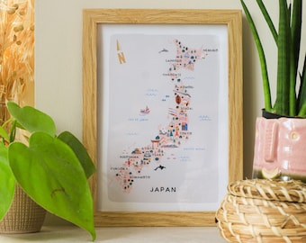 Japan Illustrated Map / Print /Wall Art / Travel Gift