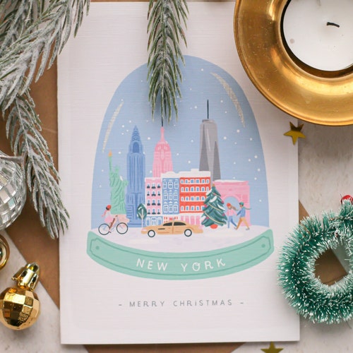 New York City Snow Globe Christmas Card New York Christmas Etsy UK