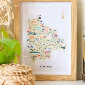 Bolivia Illustrated Map / Print /Wall Art / Travel Gift