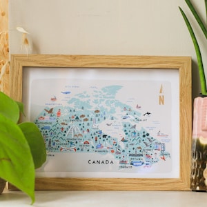 Kanada Illustrierte Karte / Print /Wandkunst / Reisegeschenk