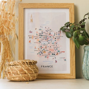 France Illustrated Map / Print /Wall Art / Travel Gift