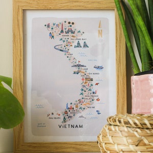 Vietnam Illustrated Map / Print /Wall Art / Travel Gift