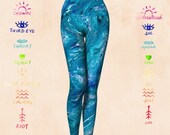 THROAT CHAKRA YOGA leggings, yoga leggings, chakra leggings, wearable art, art wear, yoga fashion, yoga style, fitness, chakras, workout