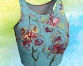 TROPICAL BLOOMS YOGA crop top, yoga, yoga crop top, art wear, wearable art, yoga style, yoga fashion, yoga art, fit fashion
