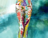 SPRING BLOOMS YOGA capris, yoga capris leggings, yoga, art wear, wearable art, yoga style, yoga fashion, spring, yoga art, fit fashion