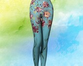 TROPICAL BLOOMS YOGA leggings, yoga leggings, leggings, yoga, art wear, wearable art, yoga style, yoga fashion, yoga art, fit fashion