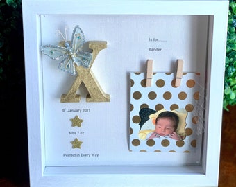 Baby shadow box, personalized baby shadow box, baby box, baby personalized gifts, new baby frame, photo shadow box, keepsake box, newborn