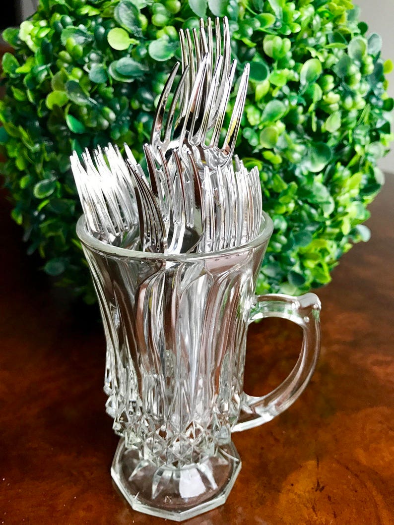 Mini Silver Finish Plastic Forks 24ct Miniature Forks Appetizers Hors D