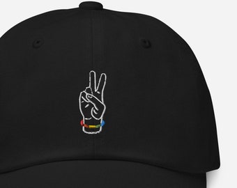 Pride Peace Sign Dad Hat | Minimalist Pride Hat, Peace Sign Rainbow Dad Hat