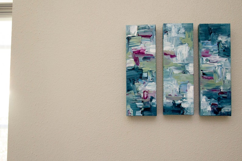 Set of 3 Hand Pained Art Canvas Painted Wall Art Abstract Triptych Paintings Acrylic Paintings Home Decor Original Wall Art