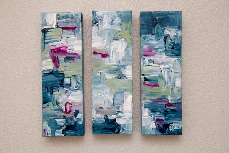 Set of 3 Hand Pained Art Canvas Painted Wall Art Abstract Triptych Paintings Acrylic Paintings Home Decor Original Wall Art