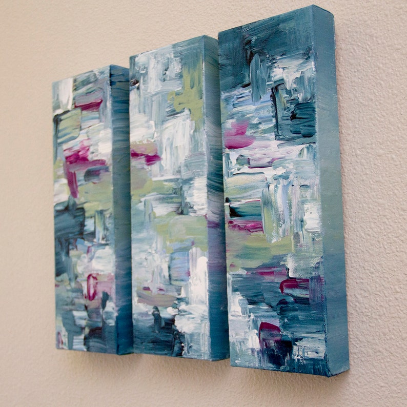 Set of 3 Hand Pained Art Canvas Painted Wall Art Abstract Triptych Paintings Acrylic Paintings Home Decor Original Wall Art