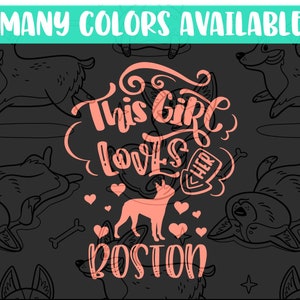 This Girl Loves Her Boston Terrier Dog | Vinyl Decal Cling Sticker for Laptop Car Truck Bumper Window I Love My Dog