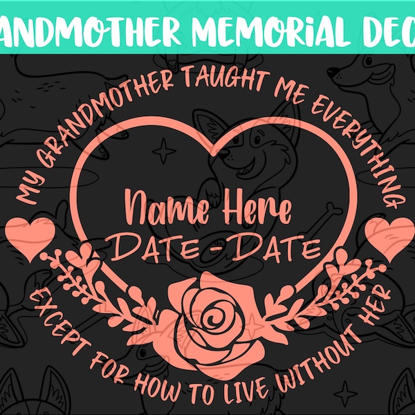 Grandmother Grandma Memorial Vinyl Decal, Custom Tribute Remembrance Sticker, Forever In Our Hearts, Rest In Peace, In Loving Memory Rose