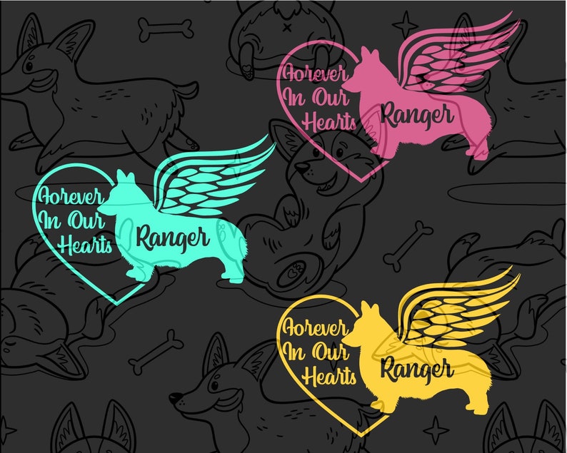 Dog Memorial Forever In Our Hearts Sticker Corgi Memorial Decal Rainbow Bridge Vinyl Decal Laptop Car Truck Bumper Window Sticker