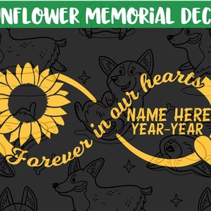 Forever In Our Hearts Infinity Sunflower Memorial Vinyl Decal, Forever In my Heart, In Loving Memory Custom Mom Grandma Sister Aunt Friend