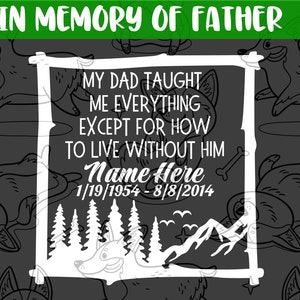 Dad Memorial Vinyl Decal | Custom Tribute Remembrance Sticker Forever In Our Hearts Rest In Peace In Loving Memory Outdoorsman Father Daddy