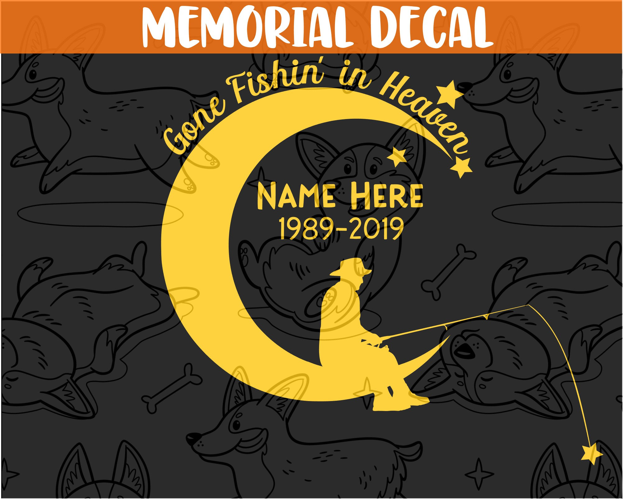 Gone Fishing in Heaven Memorial Vinyl Decal Sticker RIP in Loving