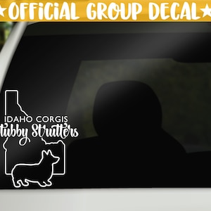 Idaho Corgis Stubby Strutters Group Vehicle Vinyl Decal | Pembroke Welsh Corgi Dog Cling Sticker for Laptop Car Truck Bumper Window