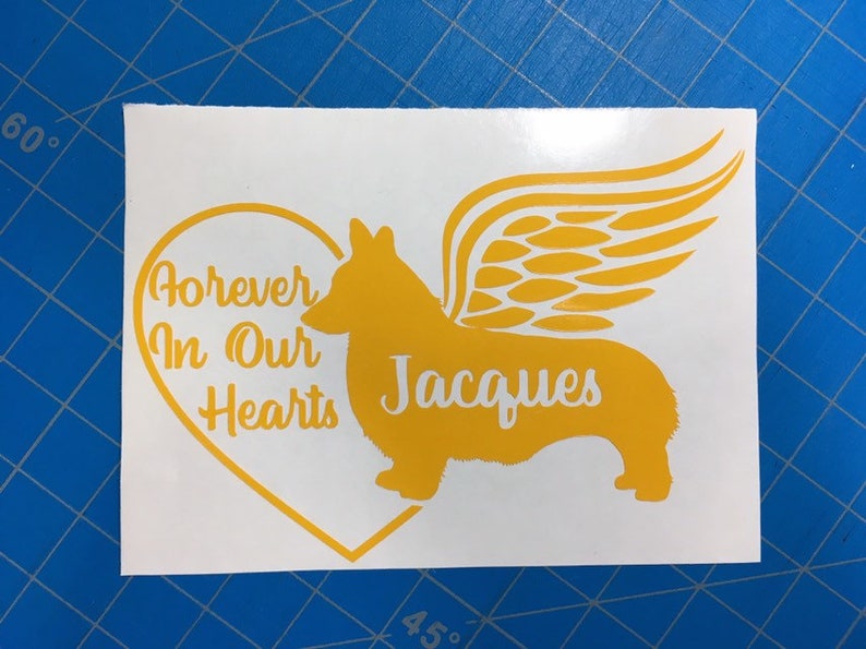 Dog Memorial Forever In Our Hearts Sticker Corgi Memorial Decal Rainbow Bridge Vinyl Decal Laptop Car Truck Bumper Window Sticker