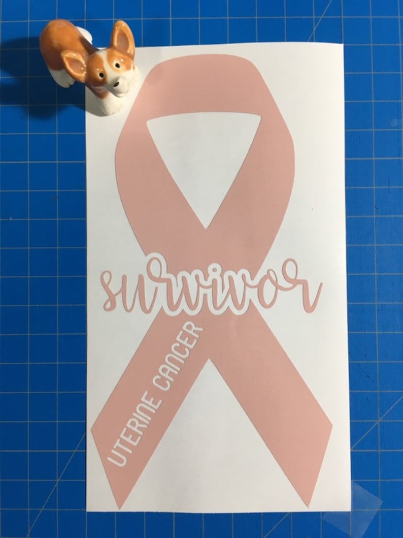 Endometrial Cancer Uterine Cancer Survivor Peach Ribbon Decal ...