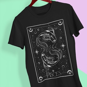 Pisces Graphic Tee Shirt, Zodiac Sign T-Shirt, Astrology Unisex Top, Fish Constellation Clothing, Birthday Gift for Pisces, Astrological