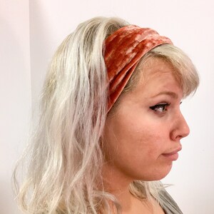 Stretch Velvet Headband Simple / Sage / Navy / Terracotta / Blue / Brown Boho Make up Workout Sweatband Hair Cover Wrap make up image 5