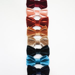 Velvet Bow Tie Blush / Burgundy / Navy / Winter Wedding /Emerald / Eggplant / Silver / Champagne Pre tied Mens Style Adult Rust