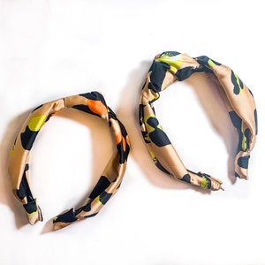Satin Knot Leopard Headband 2 SIZES Standard or Large Multi Color / Nude / Black / Green / Orange / Full / Big / Pouf Wrap image 6