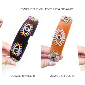 EVIL EYE Jeweled Headband Style 1 Velvet / blue / Pink / black / Multi / Silver / bohemian jeweled image 8