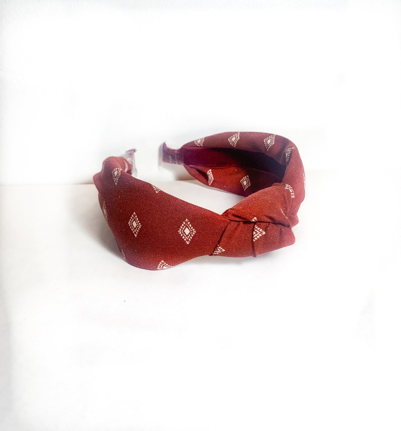 Maroon Diamond Top Knot Headbands Autumn / Burgundy / Red / boho / knotted Woman's image 2