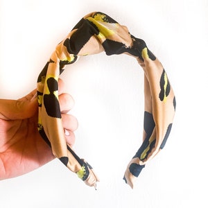 Satin Knot Leopard Headband 2 SIZES Standard or Large Multi Color / Nude / Black / Green / Orange / Full / Big / Pouf Wrap image 9