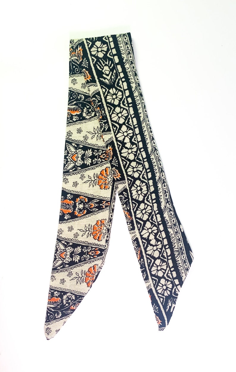 Bohemian Hair Ribbon / Neck Scarf GRETA Rust / Orange / white / Ponytail holder / Messy bun / Aztec / Tribal / Adult Woman's Girls image 1