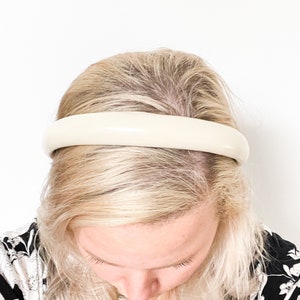 Patent Faux Leather Padded Headband Shiny / Pleather / Cream / Black / Beige / 90's Blair Ariana Wrap Hair Adult Woma image 4