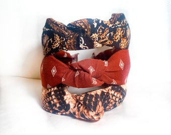 Maroon Diamond Top Knot Headbands - Autumn  / Burgundy  / Red  / boho    /  knotted Woman's