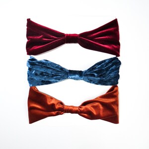 Crushed Velvet Headband Bow Style Mustard / Navy / Blue / Ivory / Red / Pink / Boho Turban image 2