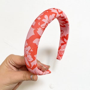 Floral orange pink Padded Headband SUMMER SERIES Lycra / Floral / Tan / Red / Burgundy / Rose / Boho Vintage Wrap Hair Adult Woman image 3