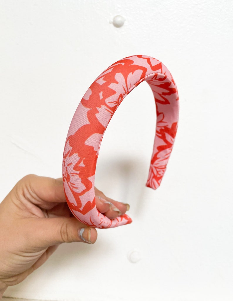 Floral orange pink Padded Headband SUMMER SERIES Lycra / Floral / Tan / Red / Burgundy / Rose / Boho Vintage Wrap Hair Adult Woman image 3