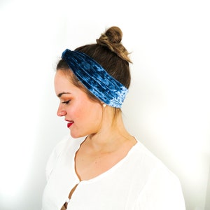 Crushed Velvet Headband Bow Style Mustard / Navy / Blue / Ivory / Red / Pink / Boho Turban image 5