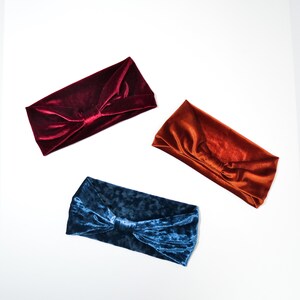 Crushed Velvet Headband Bow Style Mustard / Navy / Blue / Ivory / Red / Pink / Boho Turban image 4