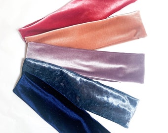 Stretch Velvet Headband  -  Simple / Sage / Navy / Terracotta  / Blue / Brown  - Boho Make up Workout Sweatband Hair Cover Wrap make up