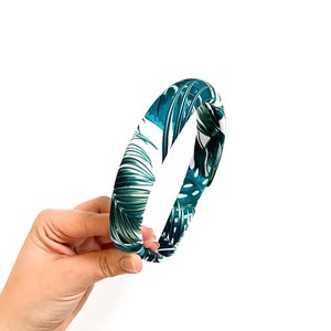 Leaf Padded Headband SUMMER SERIES Lycra / Floral / Swim / Green / Teal / White / Boho Beach Wrap Hair Adult Woman image 3