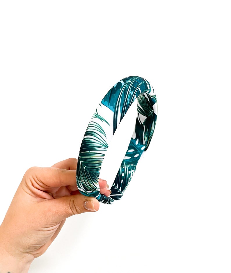 Leaf Padded Headband SUMMER SERIES Lycra / Floral / Swim / Green / Teal / White / Boho Beach Wrap Hair Adult Woman image 3