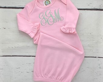 personalized baby gowns and hats