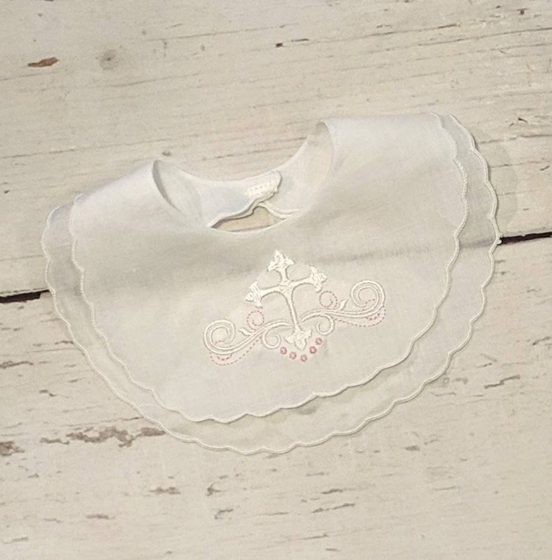 Christening Bib Linen Bib Baptism Bib Baby Girl Bibs Etsy