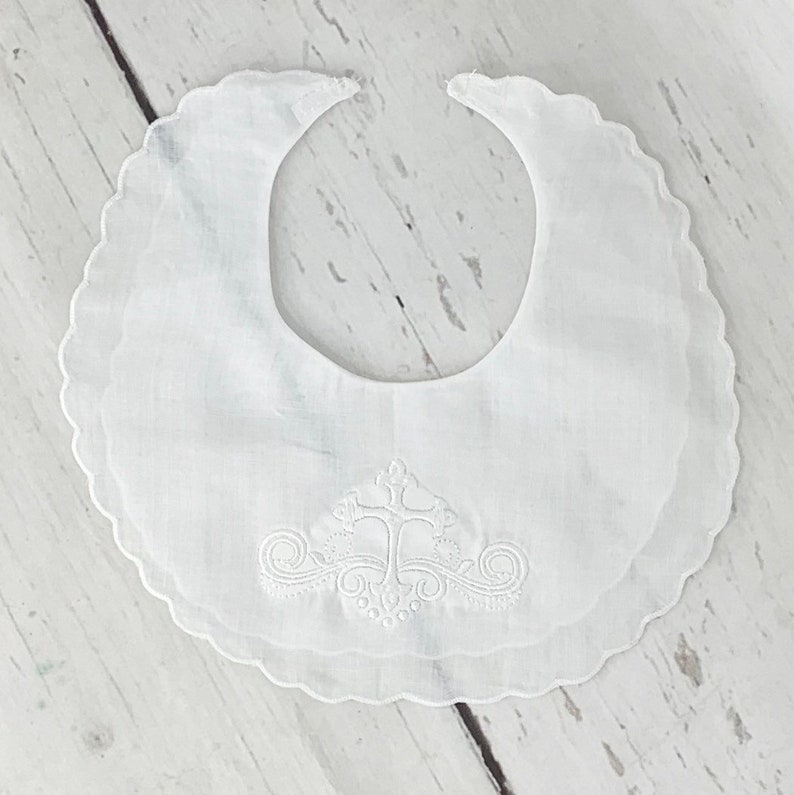 Christening Bib Linen Bib Baptism Bib Baby Girl Bibs Etsy