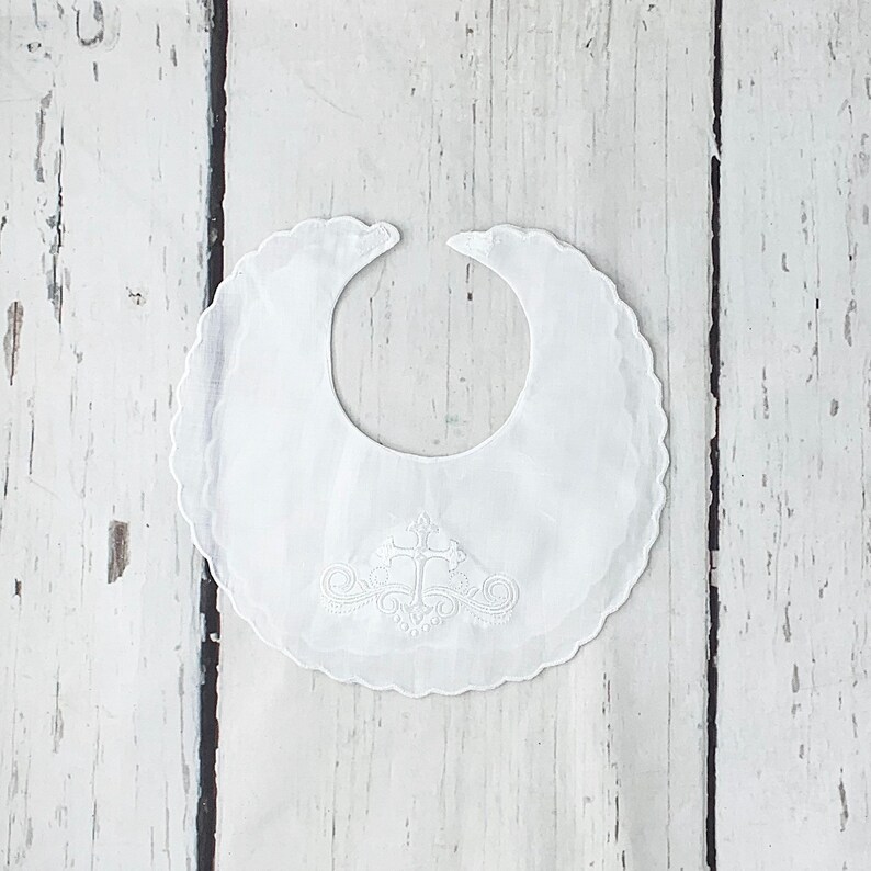Christening Bib Linen Bib Baptism Bib Baby Girl Bibs Etsy