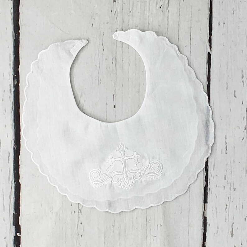 Christening Bib Linen Bib Baptism Bib Baby Girl Bibs Etsy