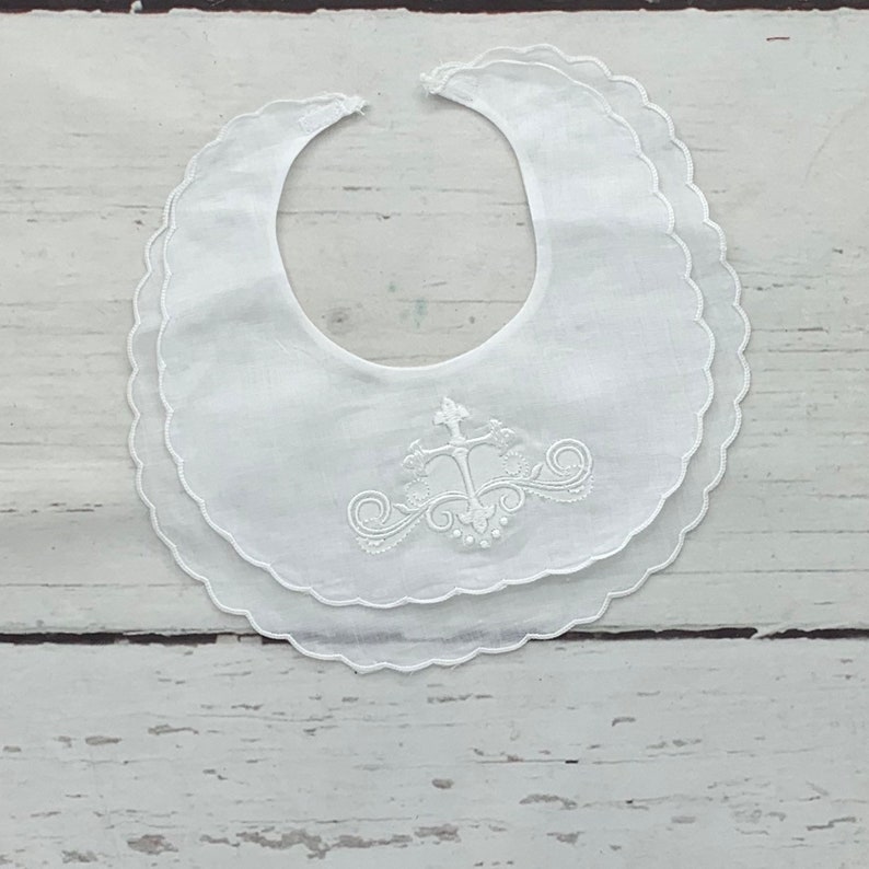 Christening Bib Linen Bib Baptism Bib Baby Girl Bibs Etsy